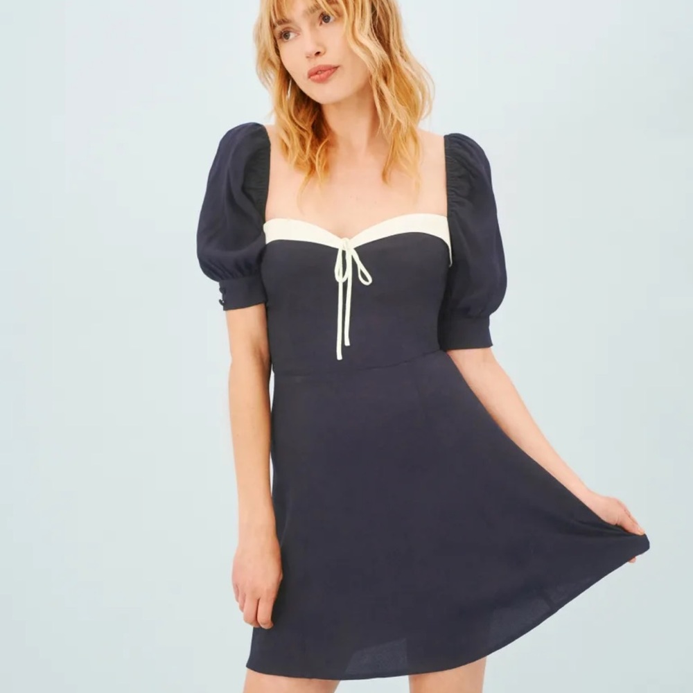 Reformation Lillet Dress in Navy *NEW* - Picture 2 of 7